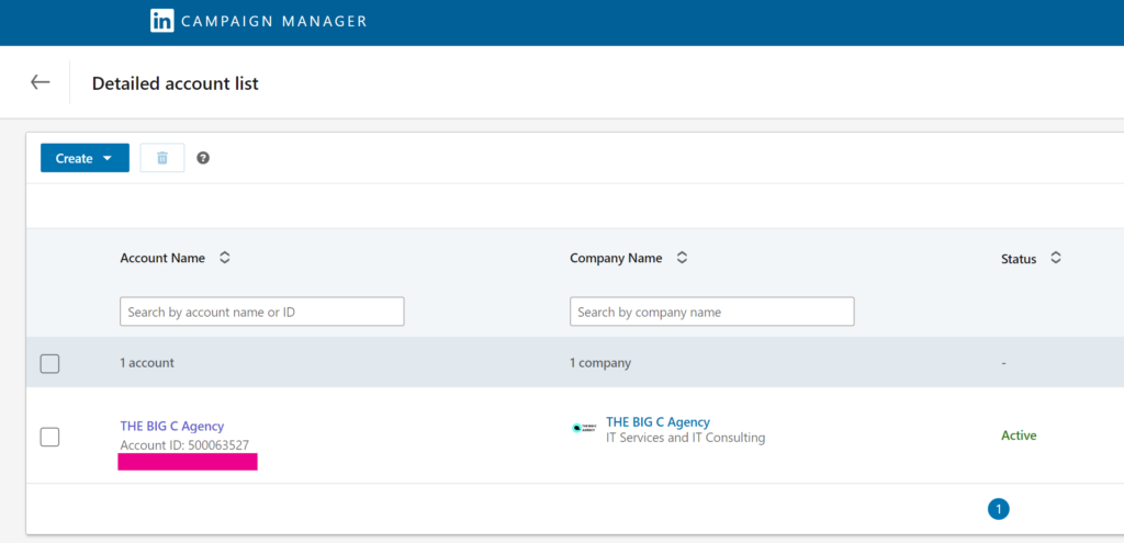 LinkedIn Campaign Manager Account List ID