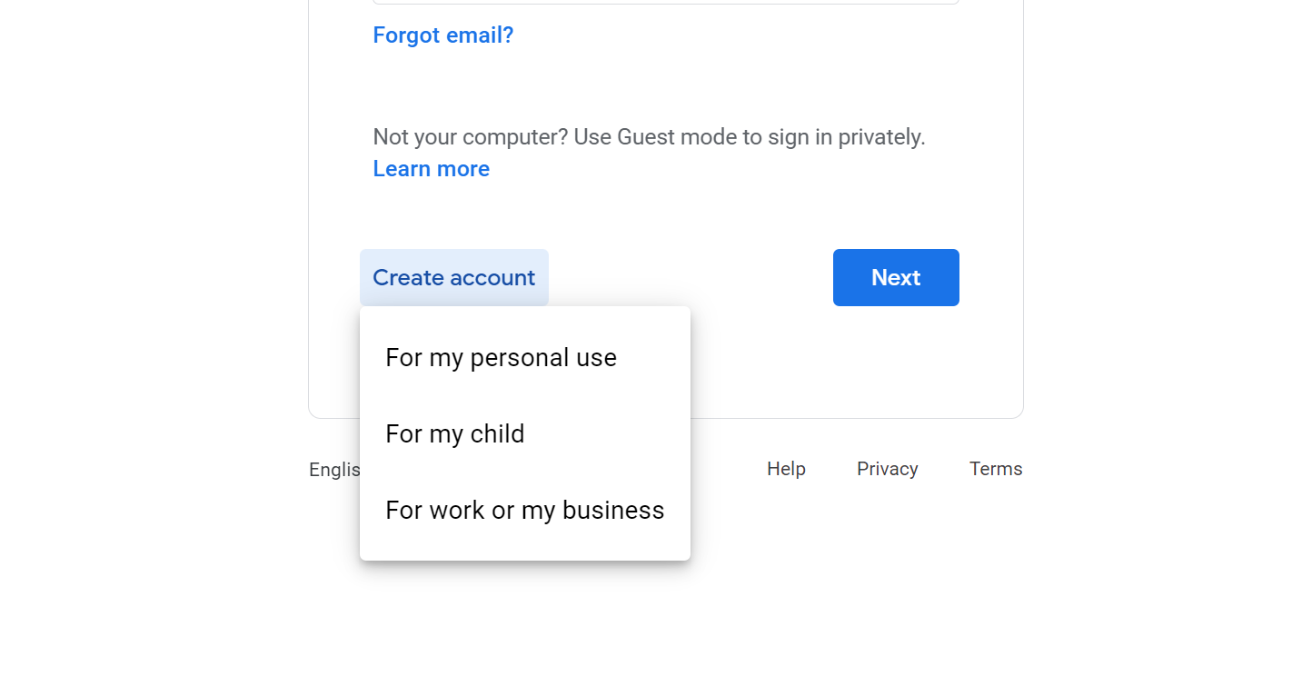 Google Account Work or Business