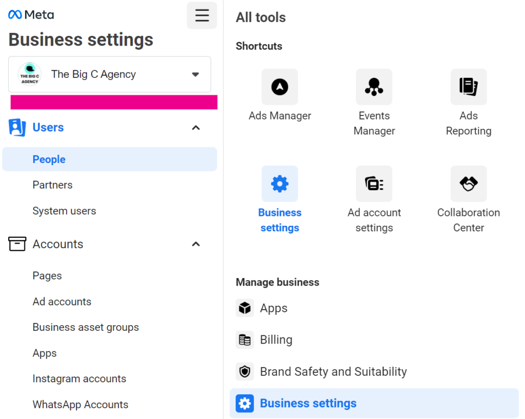 Meta Business Manager Business Settings