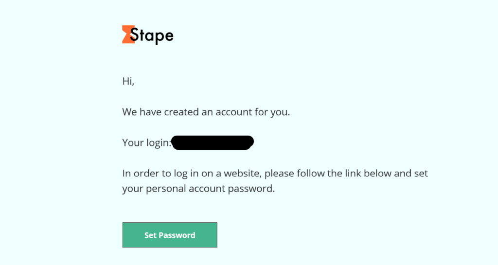 stape.io Registrierung Password E-Mail